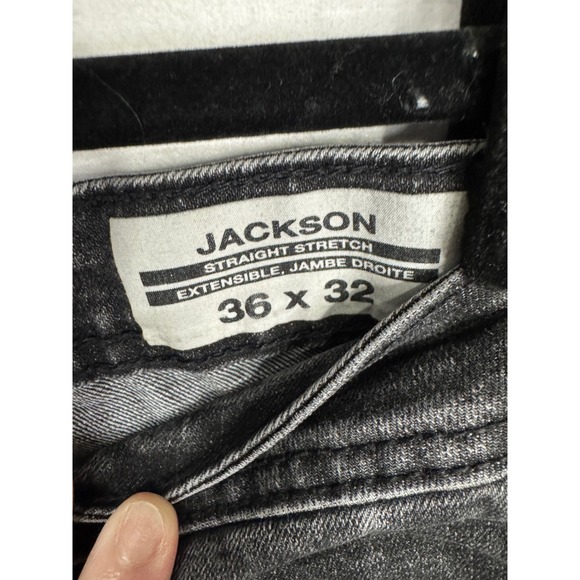 Buffalo David Bitton Jackson Straight Stretch Jeans Black Faded 36x32 Mens - Picture 3 of 11